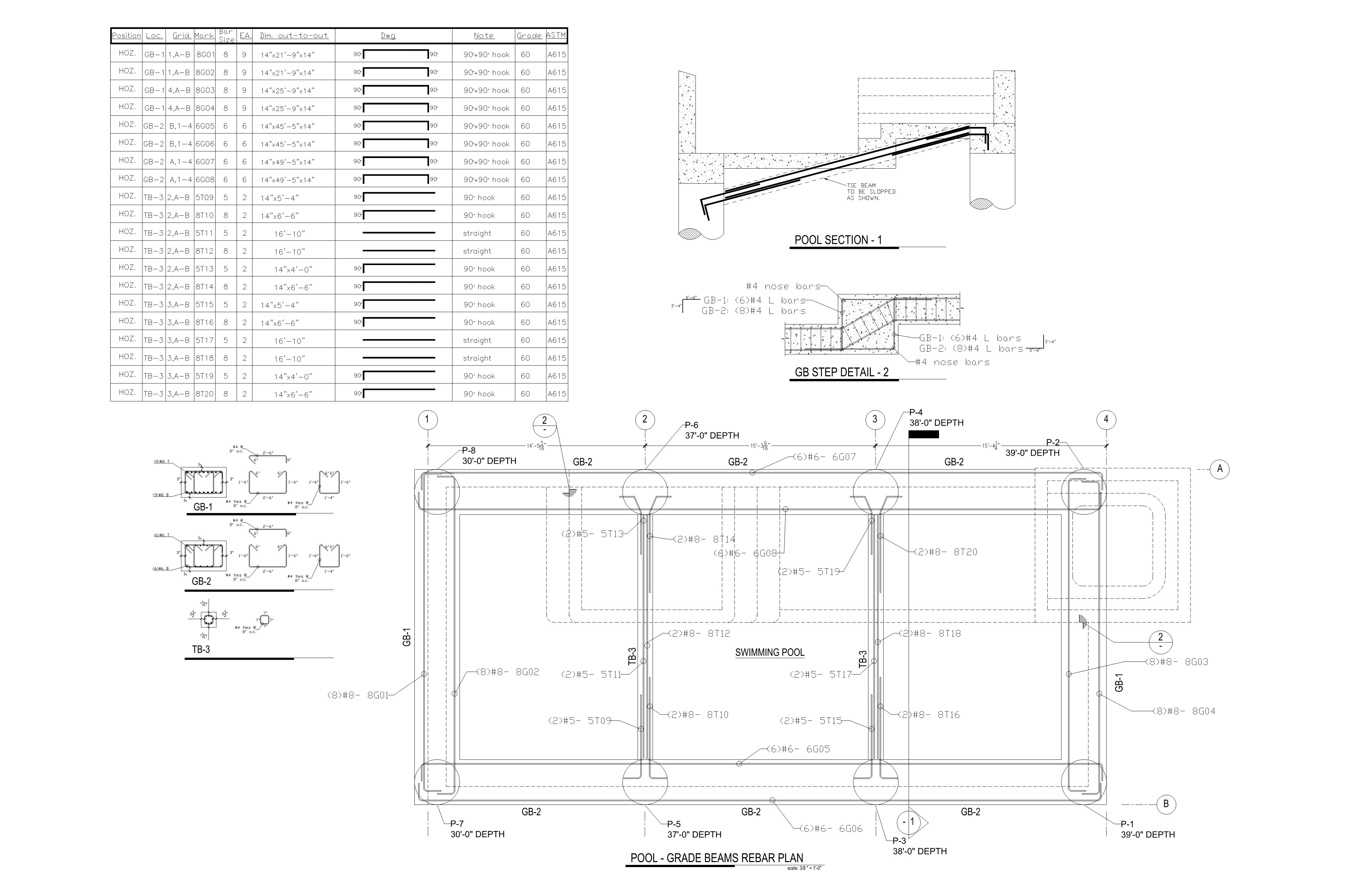 Pool rebar shop drawing 1